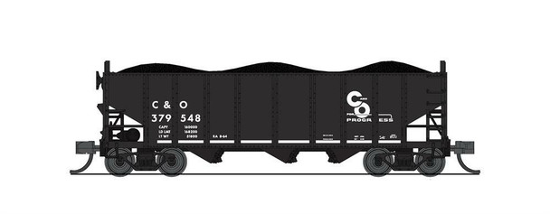 Broadway Limited 7152 N Scale C&O Black & White 3-Bay Hopper A (2)