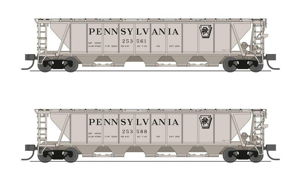 Broadway Limited 7252 N Scale PRR H32 Covered Hopper A (2)