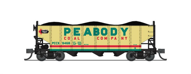 Broadway Limited 7162 N Scale Peabody Coal Yellow/Green/Red 3-Bay Hopper A (2)