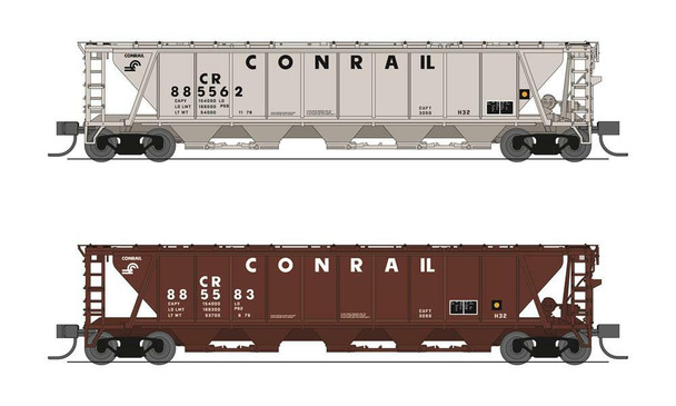 Broadway Limited 7256 N Scale Conrail H32 Covered Hopper (2)