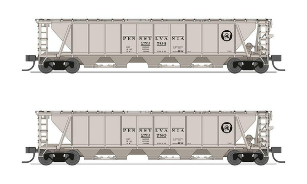 Broadway Limited 7255 N Scale PRR H32 Covered Hopper Gray (2)