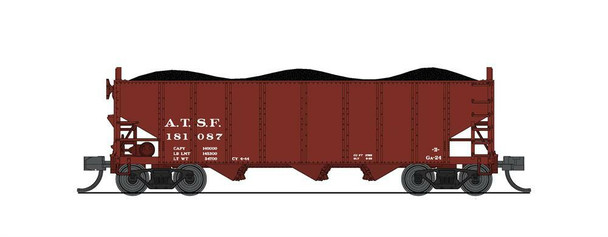 Broadway Limited 7150 N Scale ATSF Oxide Red 3-Bay Hopper A (2)