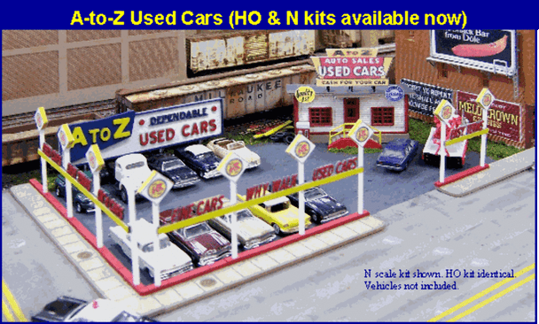 Blair Line 197 HO Scale A-to-Z Used Cars Kit Unassembled Wood Kit