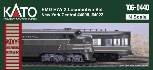 Kato USA 106-0440 N Scale NYC EMD E7A Locomotive Set #4008 #4022 (2)