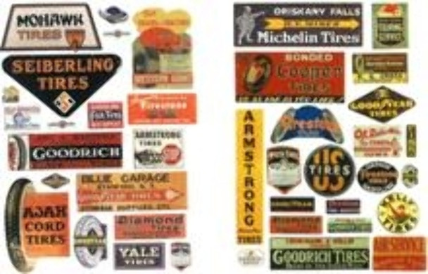 JL Innovative Design 363 HO Scale Vintage Gas Station Tire Signs 1930s-1950s