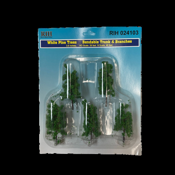 Rock Island Hobby 024103 HO/N Scale 3.6" White Pine Trees (Pack of 5)