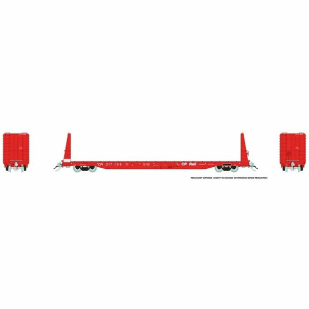 Rapido 147001 HO Scale CP Rail Action Red Marine Industries Bulkhead Flatcar (6)