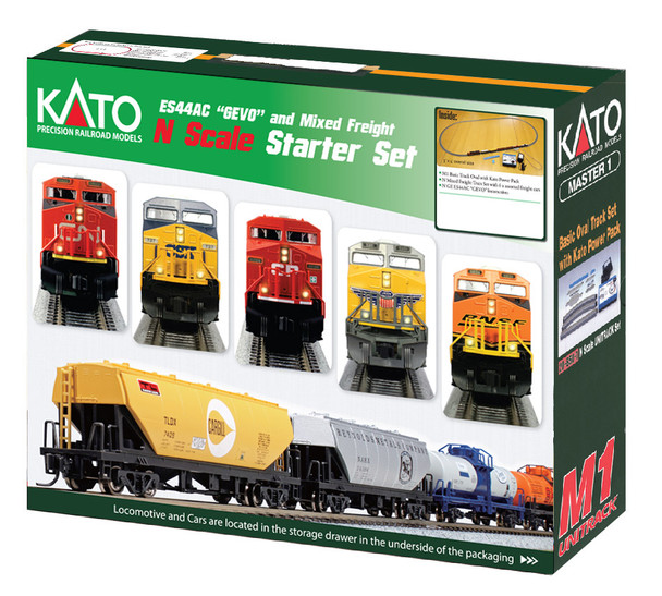 Kato 1060024 N Scale BNSF Swoosh GE ES44AC "Gevo" And Mixed Freight Starter Set