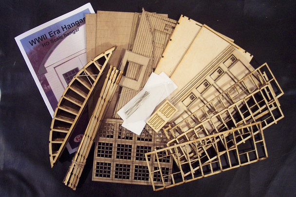 Osborn Model Kits 1078 HO Scale World War Two Era Hangar (Wood Kit)