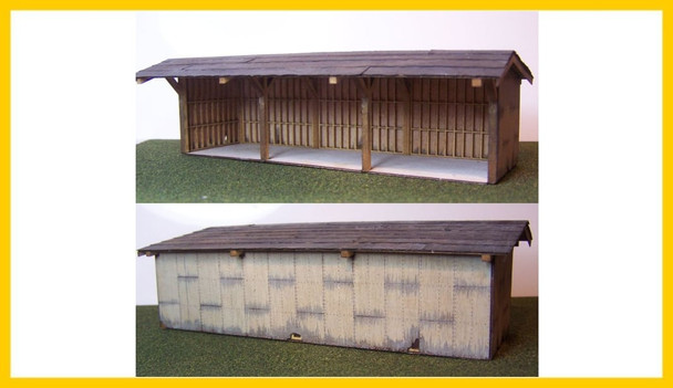 Rslaserkits 2009 HO Scale 3 Bay Open Storage Shed (Wood Kit)