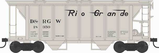 Bowser 43256 HO Denver & Rio Grande Western Blt 3-46 H34 Covered Hopper #18350