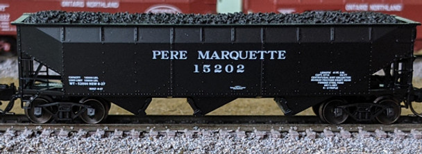 Bluford Shops 74130 N Scale Pere Marquette 3-Bay Offset Side Hopper #15202