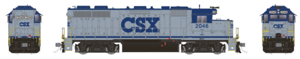 Rapido 38512 HO Scale CSX S Scheme EMD GP38 Diesel Locomotive #2046 DCC/SD