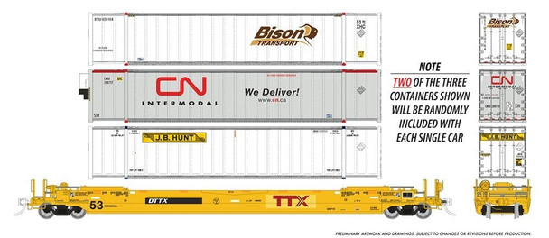 Rapido 401063A HO TTX Gunderson 53 single-unit double-stack well car  (One Car)