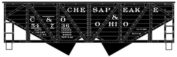 Accurail 81862 HO Scale C&O 55-Ton Wood-Side Twin Hopper Kit