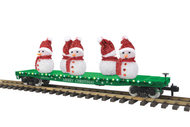 MTH G Gauge RailKing One Gauge Christmas #2024 Lighted Flat Car New