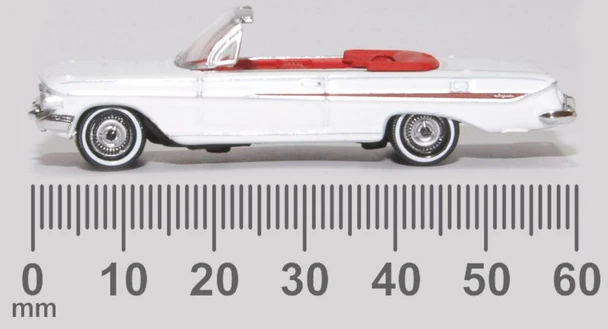Oxford Diecast 87CI61003 HO Chevrolet Impala 1961 White Roman Red New