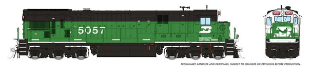 Rapido 42603 HO Scale Burlington Northern Whiteface GE C36-7 #5057 DC/DCC/Sound