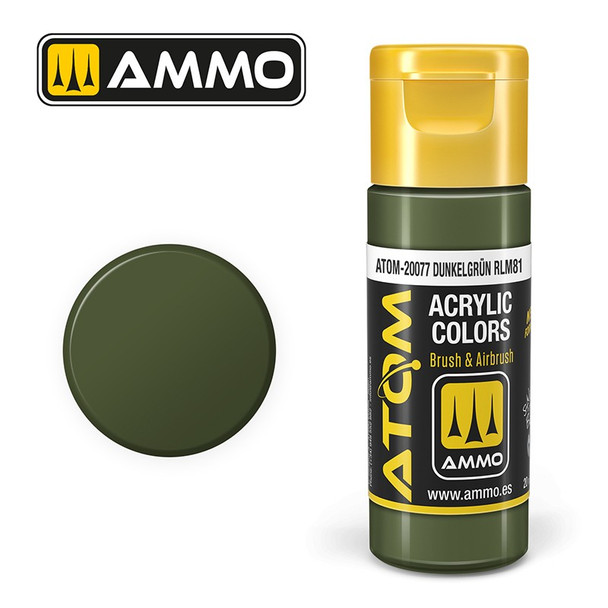 AMMO by Mig Jimenez ATOM-20077 Atom Color paint 17mL ATOM Atom Dunklegrun Rlm81