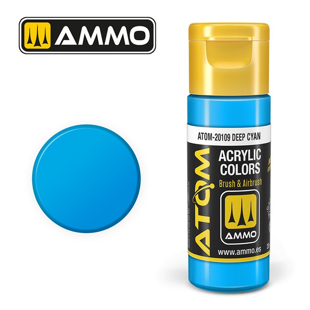 AMMO by Mig Jimenez ATOM-20109 Atom Color paint 17mL ATOM Atom Color Deep Cyan