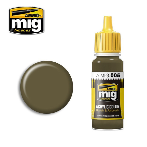 AMMO by Mig Jimenez A.MIG-0005 Acrylic color 17mL jar ACRYLIC Graugrun Ral7008