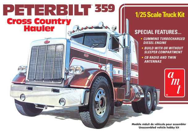 AMT 1477 1:25 Scale Peterbilt 359 Cross Country Hauler Plastic Model Kit
