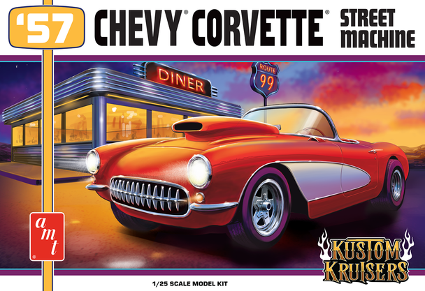 AMT 1498 1:25 Scale 1957 Chevy Corvette Street Machine Plastic Model Kit