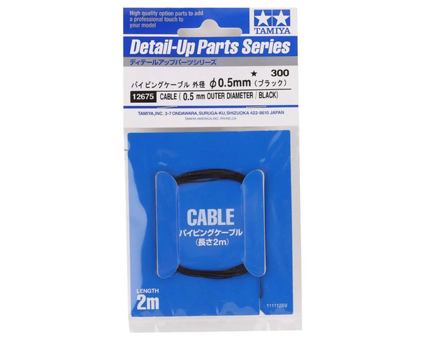 Tamiya 12675 1:24 Scale Cable (Outer Dia 0.5mm/Black) Detail Up Parts