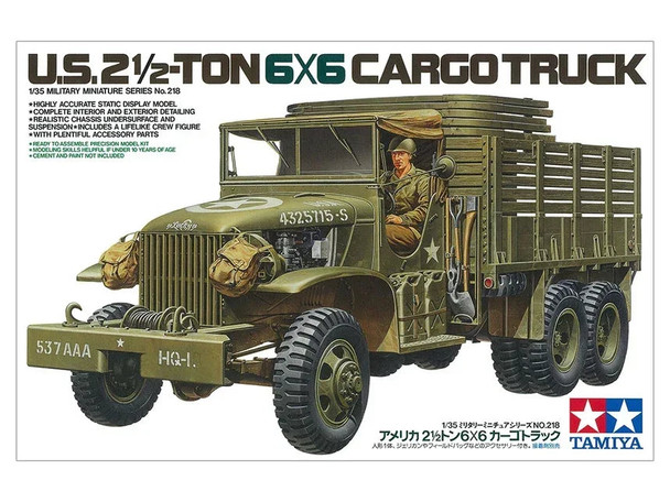 Tamiya 35218 1:35 Scale US 2.5 Ton 6X6 Cargo Truck Plastic Model Kit