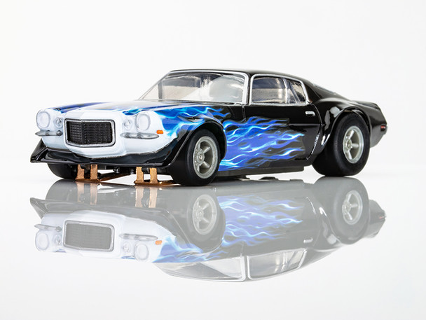 AFX 22046 HO 1973 Chevrolet Camaro Wild Fire Black Blue Mega G+ Slot Car Racing