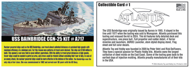 Atlantis A717 1:600 USS Bainbridge CGN-25 Guided Missile Frigate Model Kit