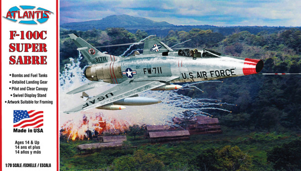 Atlantis H236 1:70 North American F-100C Super Sabre USAF with Swivel Stand
