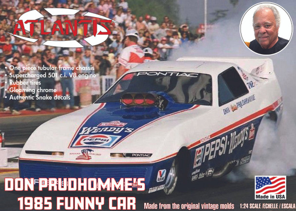 Atlantis M2711 1:24 Don The Snake Prudhomme 1985 Funny Car Plastic Model Kit