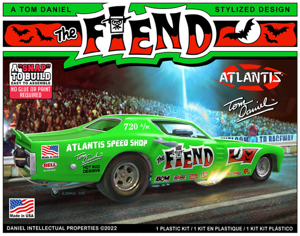 Atlantis M8278 1:32 Tom Daniel The Fiend Funny Car Snap Plastic Model Kit