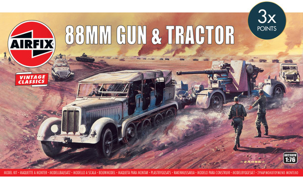 Airfix A02303V 1:76 88mm Gun & Tractor Military Collectible Plastic Model Kit