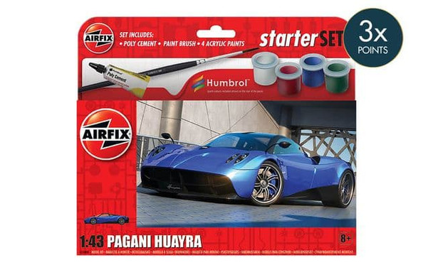 Airfix A55008 1:43 Pagani Huayra Hypercar Starter Set Plastic Model Kit