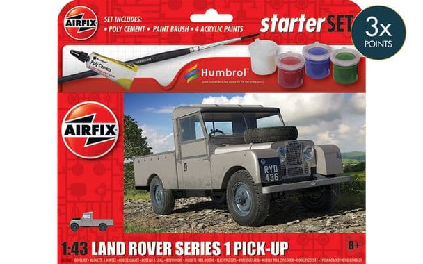 Airfix A55012 1:43 Land Rover Series 1 Starter Set Plastic Model Kit Hobby