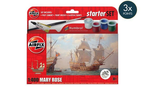 Airfix A55114A 1:400 Mary Rose Tudor Warship Starter Set Plastic Model Kit