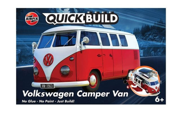 Airfix J6017 Volkswagen Camper Van QUICKBUILD Plastic Model Kit Hobby Display