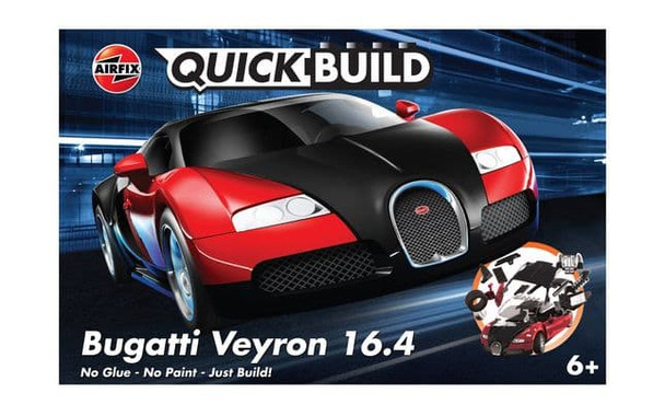 Airfix J6020 Bugatti Veyron QUICKBUILD Black and Red Plastic Model Kit