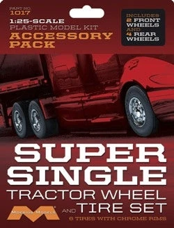 Moebius 1017 1:25 Super Single Tractor Wheel & Tire Set (6) Plastic Model Kit
