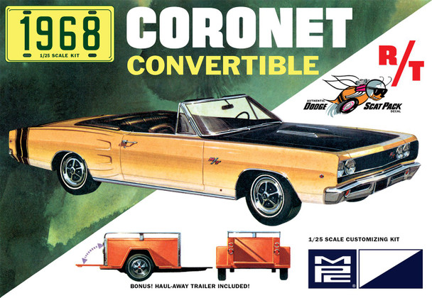MPC 978 1:25 1968 Dodge Coronet Convertible w/Trailer Plastic Model Kit