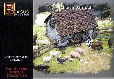 Pegasus 7052 1:72 Farm Animals & Tunnel Set Plastic Model Diorama Hobby Kit