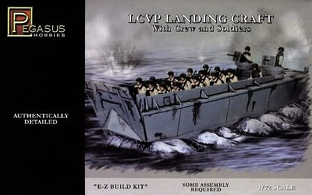Pegasus 7650 1:72 LCVP Landing Craft with Soldiers Plastic Model Ship Kit