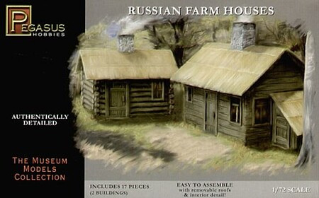 Pegasus 7702 1:72 Russian Farm Houses Plastic Model Diorama Building Kit Set