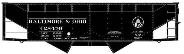 Accurail 81901 HO Scale Baltimore & Ohio N-35 50-Ton Offset Twin Hopper #428479