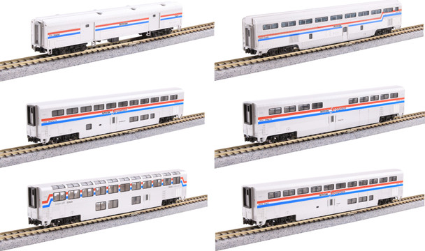 Kato 106-3531 N Scale Amtrak Phase III Superliner 6-Car Passenger Train Set