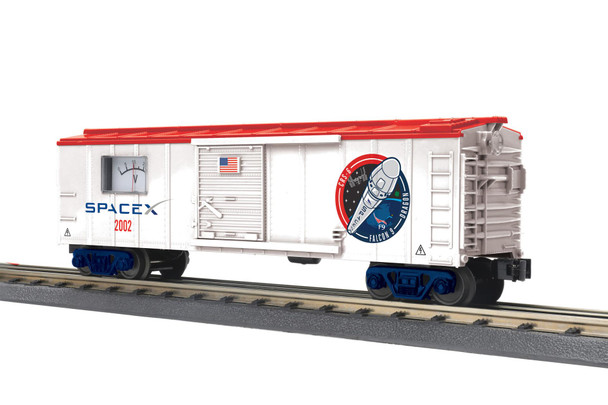 MTH 30-71268 O Gauge RailKing SpaceX Box Car with Operating Power Meter