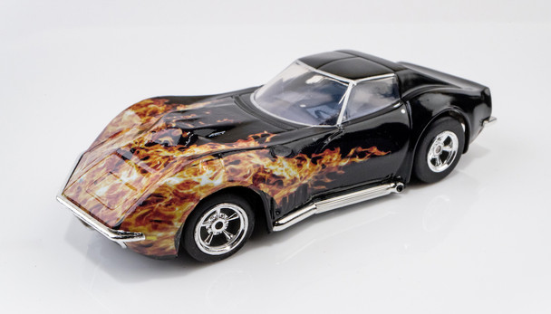 AFX 22051 HO 1968 Chevy Corvette 427 Black Flame Mega G+ 1/64 Scale Slot Car