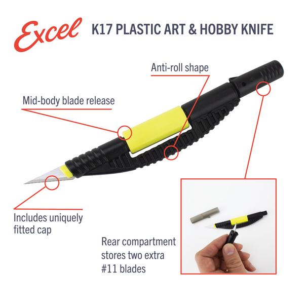 Excel Blades 16017 K17 Plastic Art Knife Hobby Craft Tool for Modeling